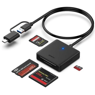 Afbeelding van Benfei SD Kaart lezer met USB A 3.0/ C Aansluiting Geheugenkaart voor MS Kaart, CF &amp; Micro