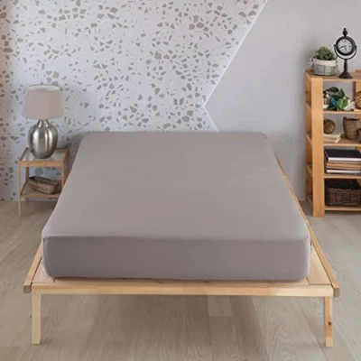 Afbeelding van Vency Hoeslaken in hoogwaardige jersey, 180 x 200 cm, grijs, 100% katoen, voor bed van op 35 matrashoogte grijs