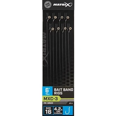 Afbeelding van Matrix Onderlijn MXC 3 Bait Band Rigs 6 (15cm) Eyed Barbless Maat : Haak 16