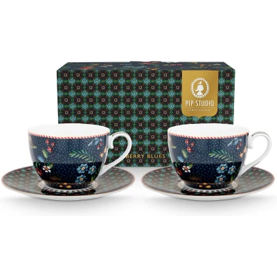 Afbeelding van Pip Studio Berry Blues Kop en Schotel 280 ml set 2 stuks