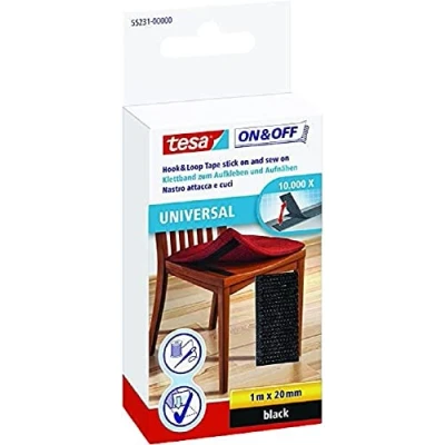 Afbeelding van 1x Tesa klittenband zwart 1 mtr x 2 cm Klusbenodigdheden Huishouden Naaibenodigdheden Klittenband/velcro Haak/lus deel Naaibare klittenbanden