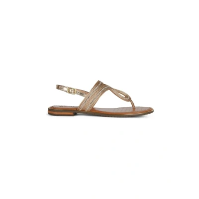 Afbeelding van Geox D SOZY PLUS Teensandalen, Dames, Maat: 39, Dark gold Leer en textiel