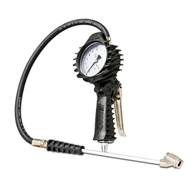 Afbeelding van ABAC Bandenpomp Pro, CEE goedkeuring manometer 80 mm dubbel ventiel voor vrachtwagen en autobus slang 1,5 m professioneel gebruik gewicht: 0,86 kg