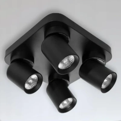 Afbeelding van Miratic plafondlamp met lichtbron, GU10, vervangbaar, max. 12 W (lamp niet inbegrepen), spot, plafondverlichting (zwart, vierkante voet 4 koppen)