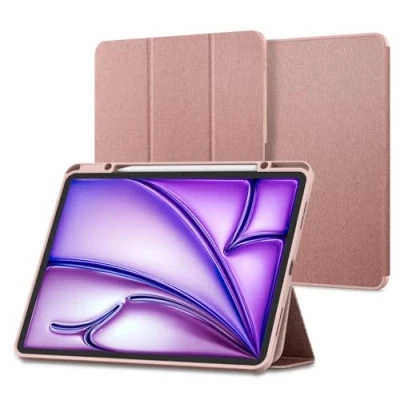 Afbeelding van Spigen Urban Fit Hoesje Geschikt voor Apple iPad Air 13 (2024) Back Cover met Pencil Houder Roze