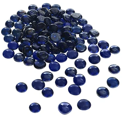 Afbeelding van Belle Vous Blauwe glazen bal (2,25 kg) platte 18 mm decoratieve edelstenen voor bruiloft/feest, tafeldecoratie, kogelvaas en aquariumdecoratie