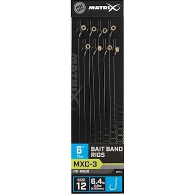 Afbeelding van Matrix Onderlijn MXC 3 Bait Band Rigs 6 (15cm) Eyed Barbless Maat : Haak 12