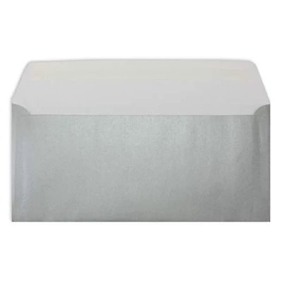 Afbeelding van 50 enveloppen DIN lang zilver 11 x 22 cm 90 g/m² standaard zelfklevende sluiting voor doop en uitnodigingen van je agent Glüxx