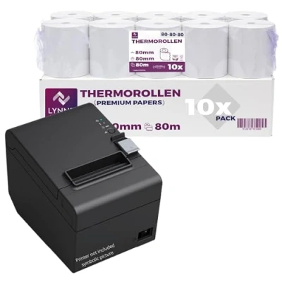 Afbeelding van thermische rollen 80 mm x m 12 papierspoel voor kassa met ticketprinter rol cm BPA vrij (10 rollen)