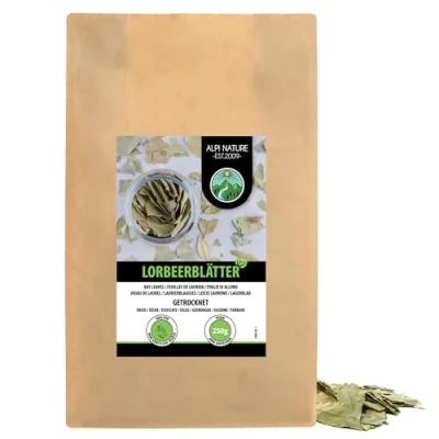 Afbeelding van Lorbeervellen (250 g), met de hand bekleed en voorzichtig gedroogd, Lorbeer Bladeren 100% nieren natuurlijke tinten