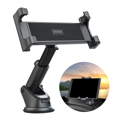 Afbeelding van Accezz Tablet houder auto Dashboard of voorruit Verstelbaar Universeel Zwart