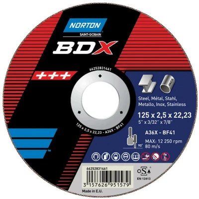 Image de NORTON 66252831494 disque à tronçonner BDX a36t 230x2,5x22,2 bf42