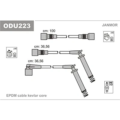 Afbeelding van JANMOR ODU223 Bougiekabelset OPEL: Calibra A, Kadett E CC, Astra F Convertible