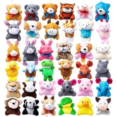Afbeelding van JOYIN Set van 12 willekeurige mini pluche dieren (12 eenheden elk 7,6 cm), losse voor kinderen, kleine dieren, sleutelhanger, Valentijnsdecoratie, feestjes