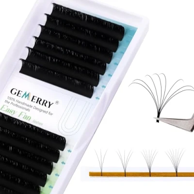 Afbeelding van GEMERRY Wimperverlenging boeket, volume Russische zijde 0,07 mm, D krul, lengte 11 eenvoudige waaiers, 2D, 3D, 4D, 6D, 8D, 10D, natuurlijk, professionele cluster (0,07 curl mm)