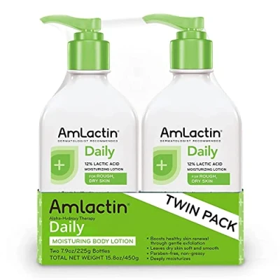Afbeelding van AmLactin 2 flessen vochtinbrengende bodylotion voor dagelijks gebruik, zonder parabenen