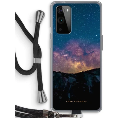 Afbeelding van Case Company® hoesje met Koord geschikt voor OnePlus 9 Pro Travel to space Telefoonhoesje Zwart Bescherming aan alle Kanten en Over de Schermrand