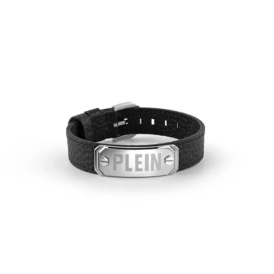 Afbeelding van Philipp Plein PJ0AA11BU Herenarmband, leer, roestvrij staal, zilverkleurig