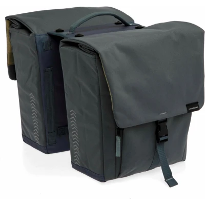 Afbeelding van New Looxs ® Tulum Double MIK Dubbele Fietstas 100% Gerecycled Polyester Geschikt Voor Elektrische Fietsen Bagagedrager Afneembare 32 Liter Grey Green