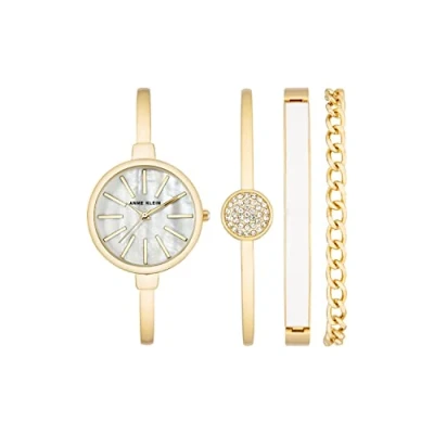 Afbeelding van ANNE KLEIN Dameshorloge en bandenset, Goud, Traditioneel