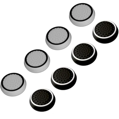 Afbeelding van MatoSan® 8 stuks zwart en wit accessoires PS5 siliconen doppen voor Thumbstick controller greep, PS4 sticks, Xbox bescherming verhoogde precisie
