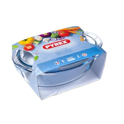 Afbeelding van Pyrex SlowCook Ovenschaal Ovaal met Grepen en Deksel 2 Delig Transparant Borosilicaatglas