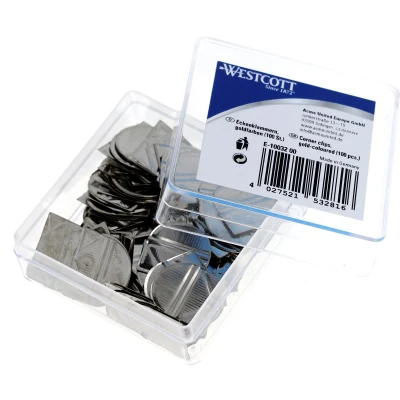Afbeelding van Westcott hoekclips aluminium zilver kunststof doos 100 stuks AC E10031