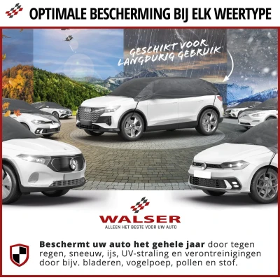 Afbeelding van Dekzeil voor auto All Weather Basic, autozeil halve garage maat XL grijs
