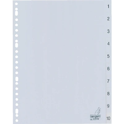 Afbeelding van Kangaro tabbladen A4 PP 120 micron grijs 23 gaats 10 delig cijfers G410CM