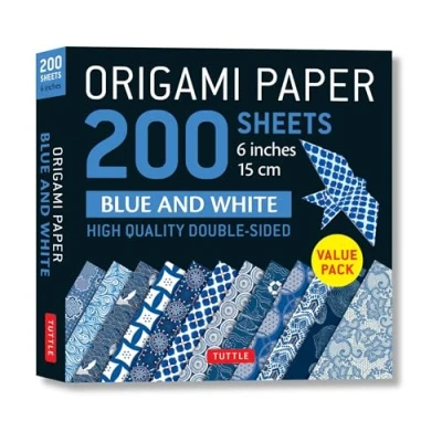 Afbeelding van Origami Paper 200 sheets Blue and White Patterns 6 (15 cm)