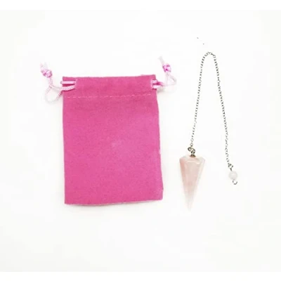 Afbeelding van Natuursteen slinger rozenkwarts, kristallen slinger, vintage zeshoekige voor wichelroedelsteen, chakra reiki waarzeggerij meditatie wicca (roze)