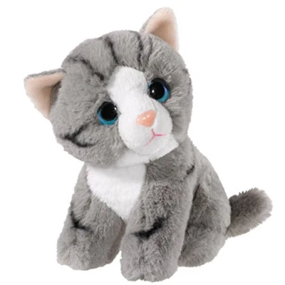 Afbeelding van Heunec pluche grijze kat/poes knuffel 14 cm speelgoed katten en poezen