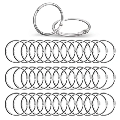 Afbeelding van ✮Frans merk✮ CZ Store® ringen100 stuks + 25 mm✮✮✮✮ Metalen sleutelhangers voor boek/notitieboeken/scrapbooking/map, scharnierringen school/hobby&#039;s