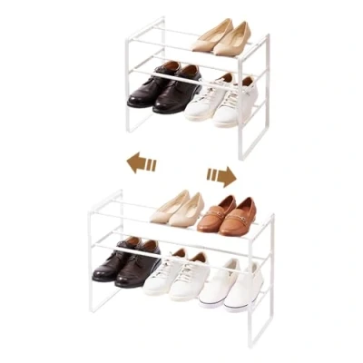 Afbeelding van Yamazaki Schoenenrek Uitschuifbaar Frame 3 niveaus White