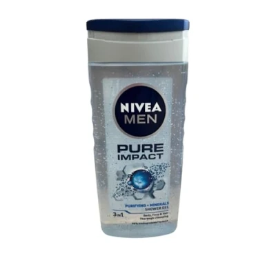 Afbeelding van NIVEA 6 stuks douchegel voor heren, 3 in 1 Pure Impact 250 ml