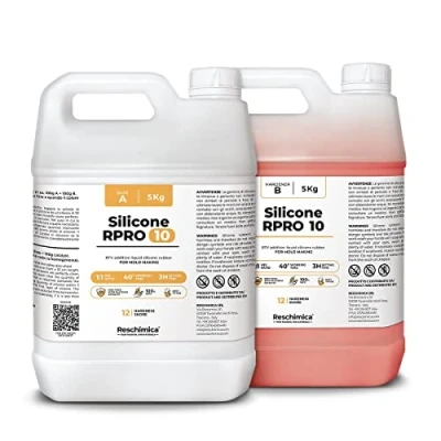 Afbeelding van Siliconen voor gietvormen 1:1 R Pro 10, vloeibaar siliconenrubber, ideaal zachte vormen en compatibel met harsen, was, gips andere materialen (10 kg)