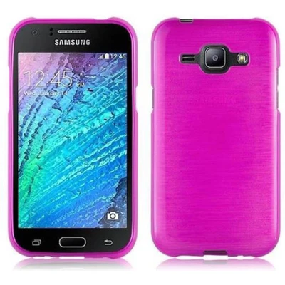 Afbeelding van Cadorabo Hoesje geschikt voor Samsung Galaxy J1 2015 in ROZE Beschermhoes van flexibel TPU silicone Case Cover Brushed design