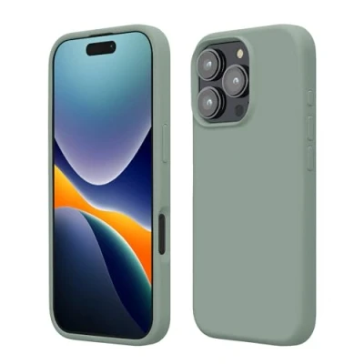 Afbeelding van kwmobile telefoonhoesje geschikt voor Apple iPhone 16 Pro Hoesje met siliconen coating Smartphone case in Regenwashed groen