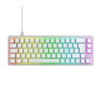 Afbeelding van CHERRY XTRFY K5V2 Compact, mechanisch toetsenbord voor gamers, formaat 65%, Franse lay out (AZERTY), hot swap, schakelaars MX2A rood, wit transparant
