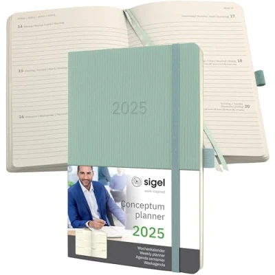 Afbeelding van Weekagenda Conceptum A5 2025 (NL/FR/EN/DU) Mint Green Softcover