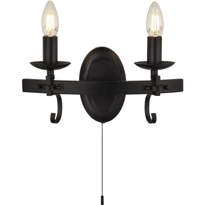 Afbeelding van Wandlamp Cartwheel III, 2 lamps, trekschakelaar, metaal