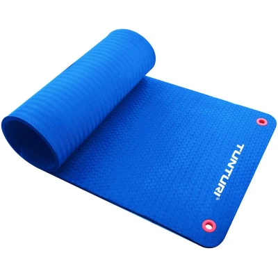 Afbeelding van Tunturi Pro Fitnessmat Yogamat Gymnastiekmat Oefenmat 140 cm x 60 1,5 Blauw Incl. gratis fitness app