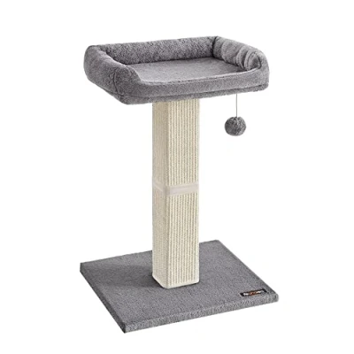 Afbeelding van Kattenkrabpaal met pluche platform 40 x 30 cm 71 hoog sisal lichtgrijs