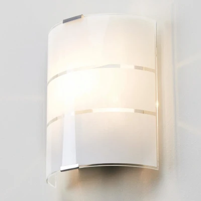 Afbeelding van Lindby wandlamp 1licht glas, metaal H: 21 cm E14 wit gesatineerd, helder, zilverkleurig