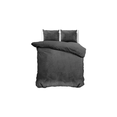 Afbeelding van Dekbedovertrek Fluweel Velvet Uni 1 persoons (140 x 220 cm) Antraciet Koopjedeal.nl Altijd de beste deal