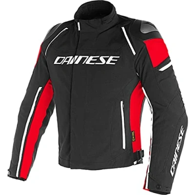 Afbeelding van Dainese motorjas met beschermers Racing 3 D Dry textieljas voor heren, sportler, het hele jaar door, Zwart/Rood