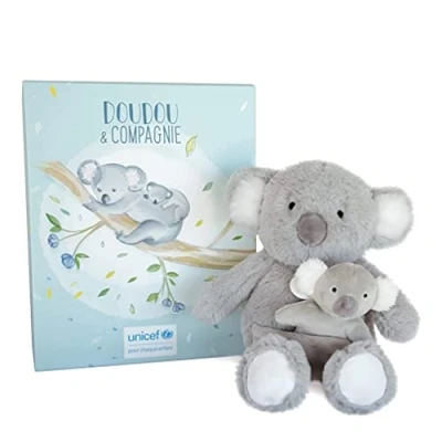 Afbeelding van Doudou et Compagnie Knuffel Koala met Baby 25 cm Grijs Mooie geschenkdoos &amp; Me Unicef DC3791