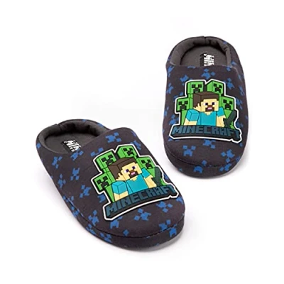 Afbeelding van Minecraft Slippers Bifles Kinderen Blue Creeper Vs Zombie Tnt House Schoenen, Marinier