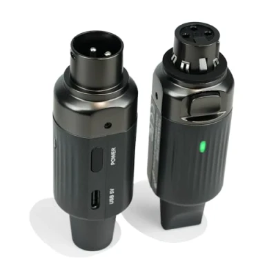 Afbeelding van Aroma Émetteur et récepteur audio de microphone XLR sans fil rechargeable UHF avec transmission stable pour les microphones dynamiques mélangeurs PA