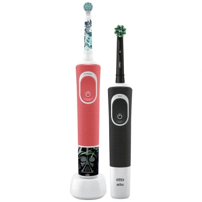 Afbeelding van Oral B D103 Black + D100 Star Wars D103.413.3 D100.410.2K Elektrische kindertandenborstel Roterend / oscillerend Rood/wit, Zwart/wit